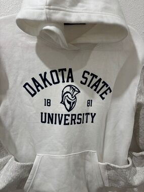 Under Armour Dakota State University pullover hoodie white, blue graphic Med